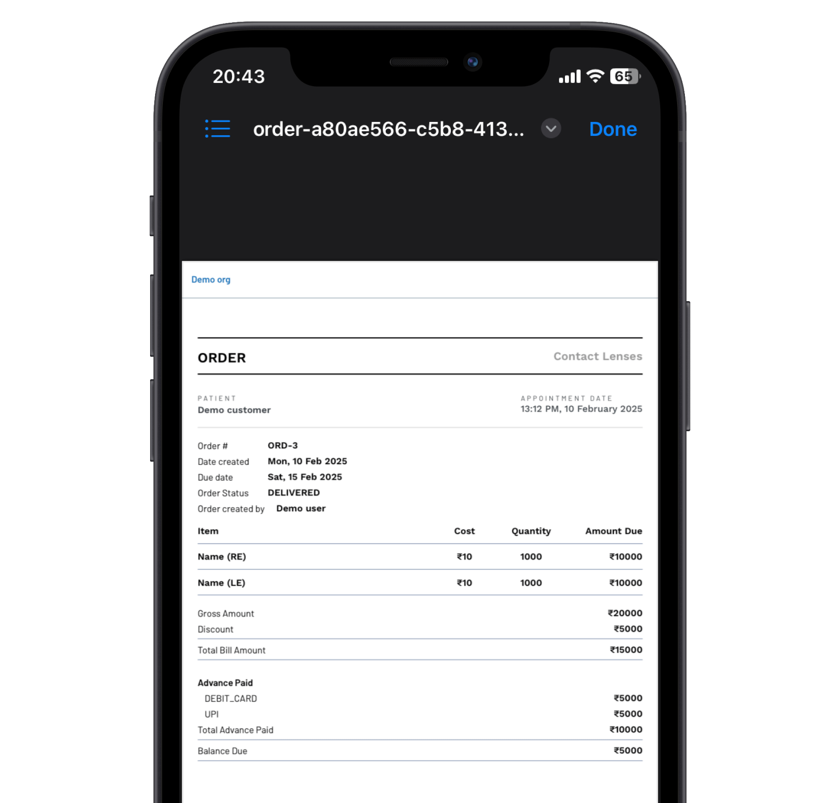 Digital PDFs - Share PDFs with patients and vendors directly from the app.